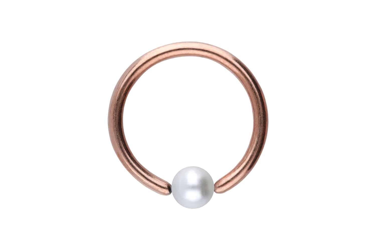 PIERCINGLINE Nasenpiercing Chirurgenstahl Klemmkugelring SYNTHETISCHE PERLE (Klemm-Ringe, 1-tlg)