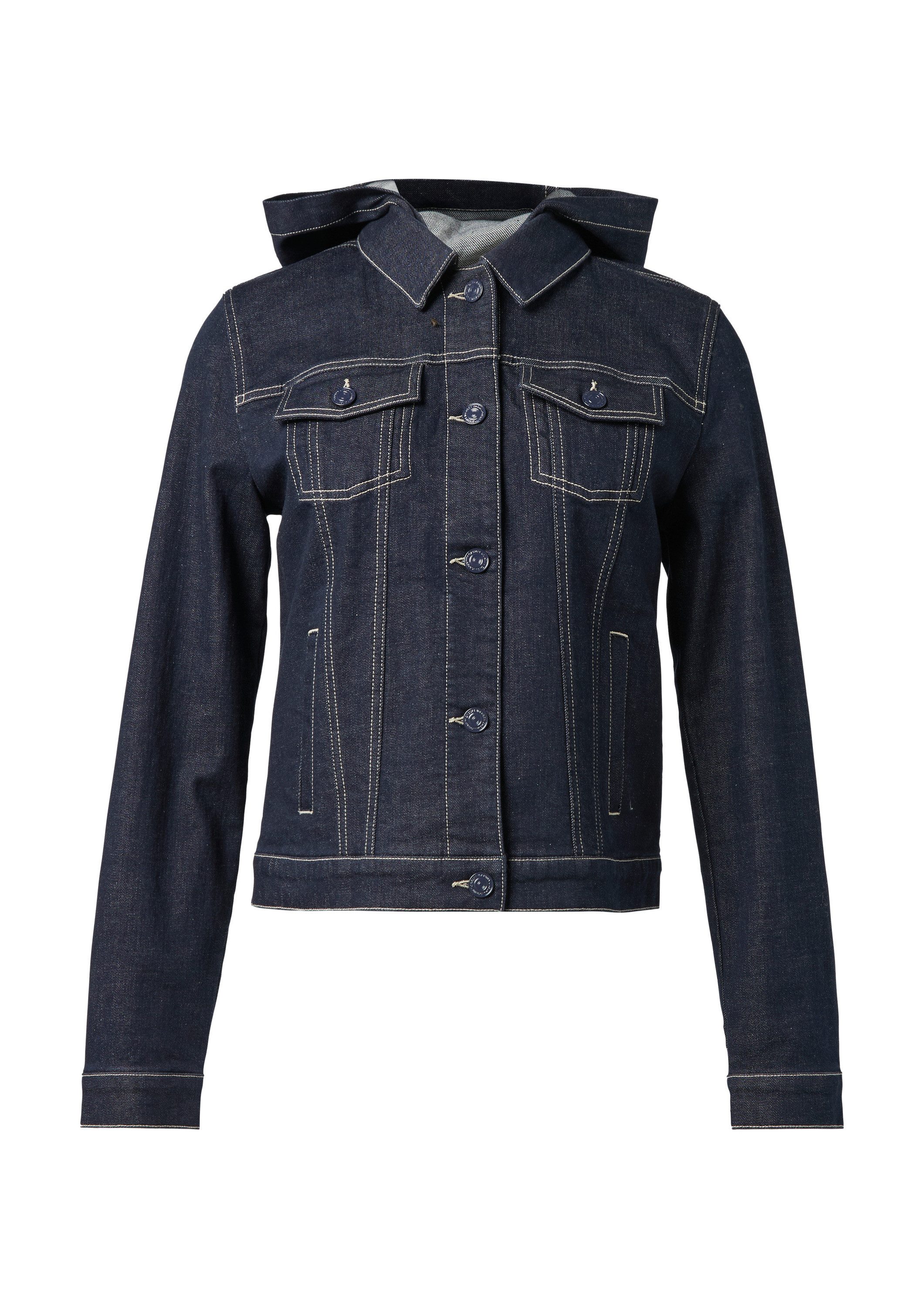 comma Funktionsjacke Indoor-Jacke Jeansjacke mit abnehmbarer Kapuze günstig online kaufen