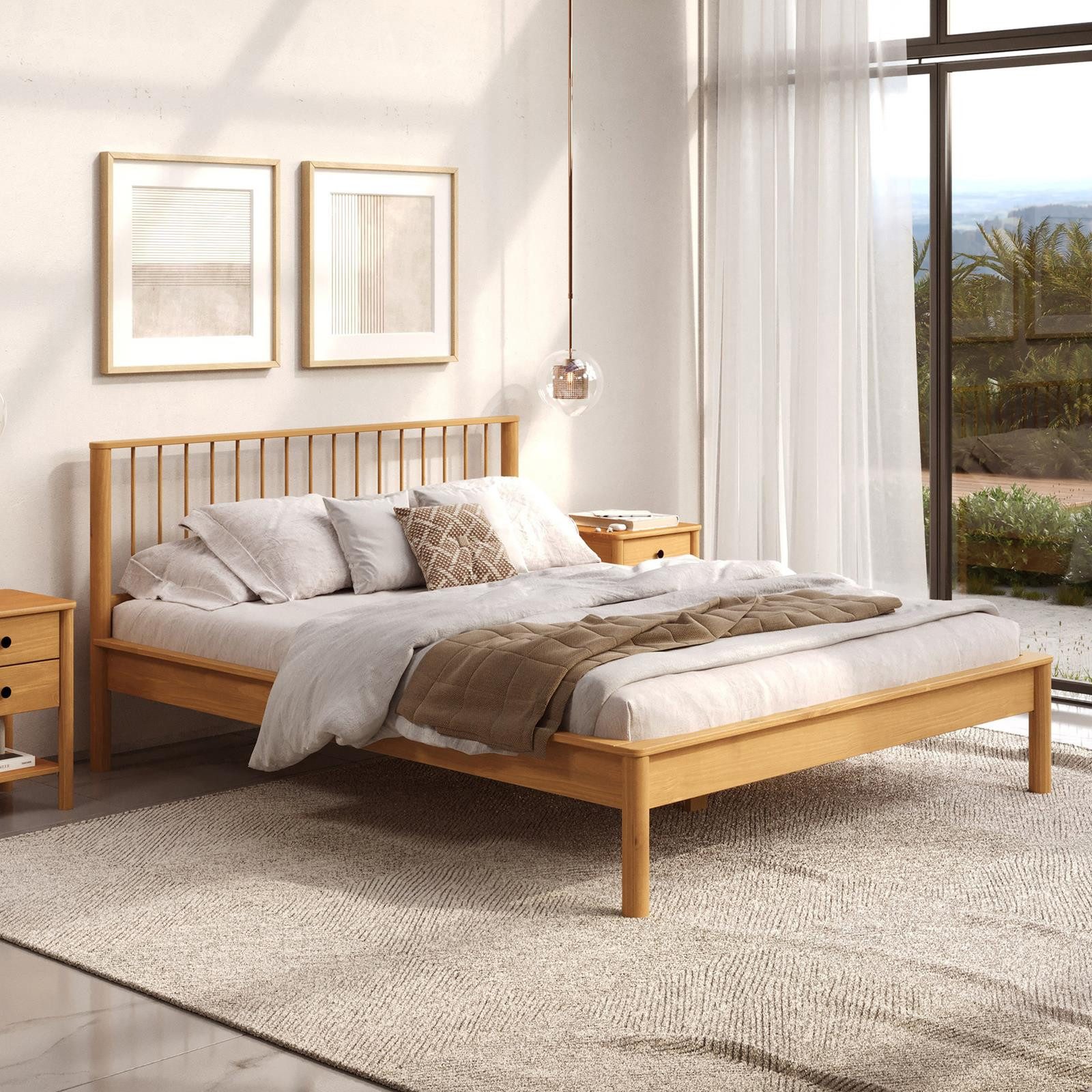 IDIMEX Massivholzbett APOANA, Doppelbett 140x190 cm mit Lattenrost im Landhausstil Eiche Finish