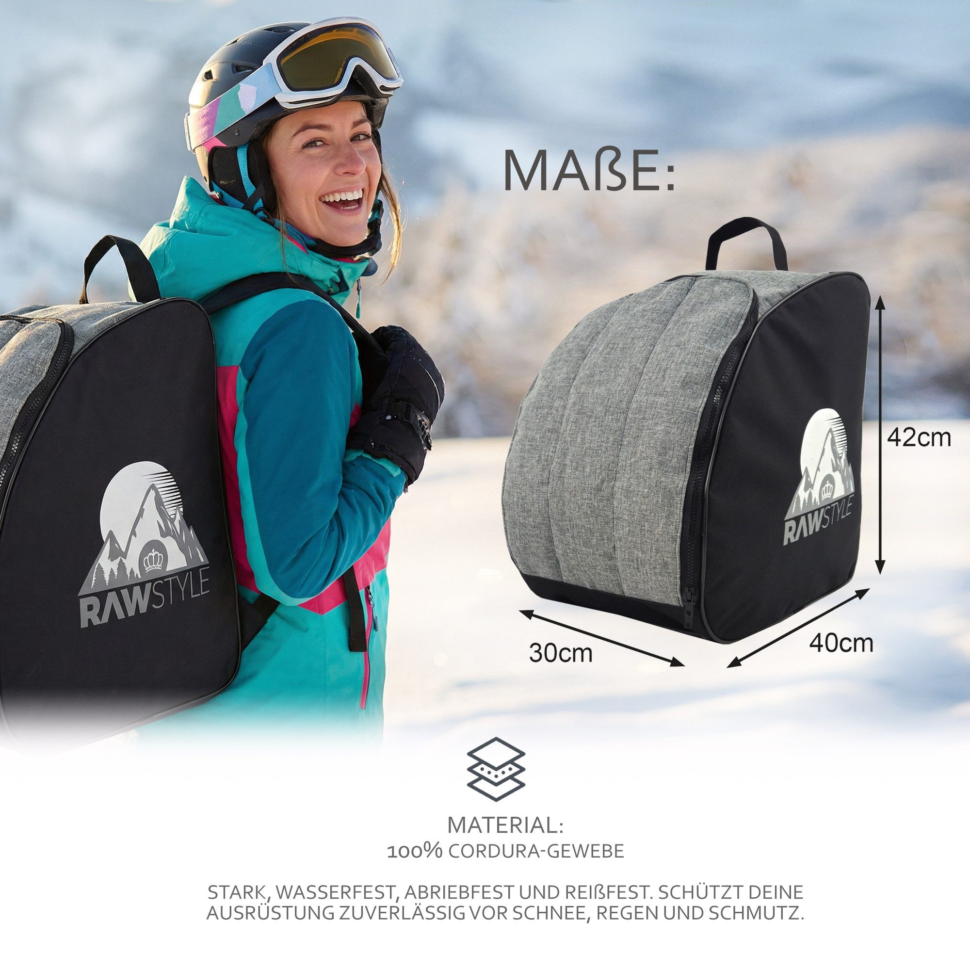 BambiniWelt by Rafael K. Skitasche Skischuhtasche Skischuh-Rucksack wasserdicht Tragegriff, wasserdichtes, starkes Cordura-Gewebe