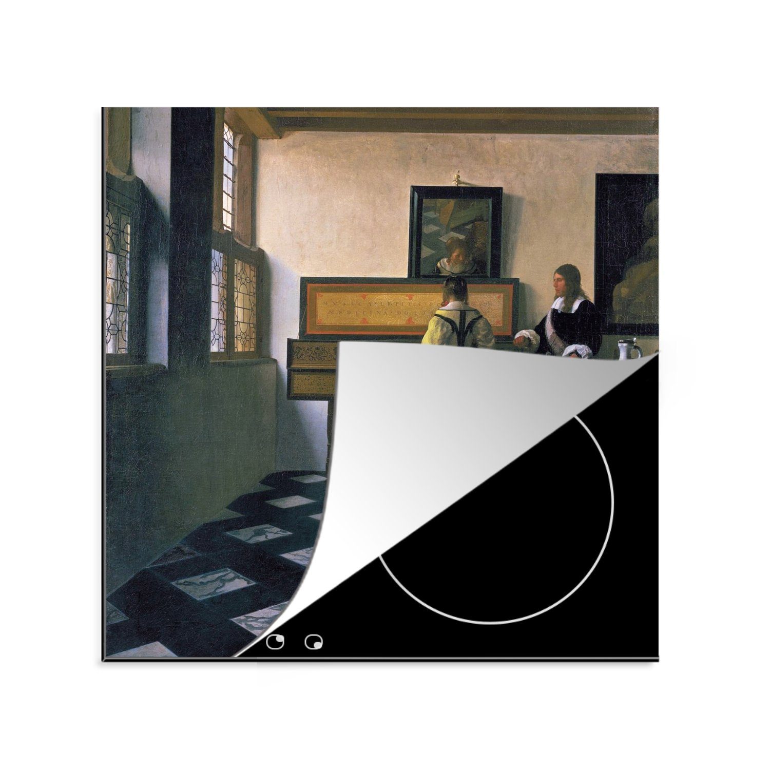 MuchoWow Herdblende-/Abdeckplatte Die Musikstunde - Ceranfeldabdeckung, Vinyl, für (1 küche Johannes Vermeer, cm, Arbeitsplatte tlg), 78x78