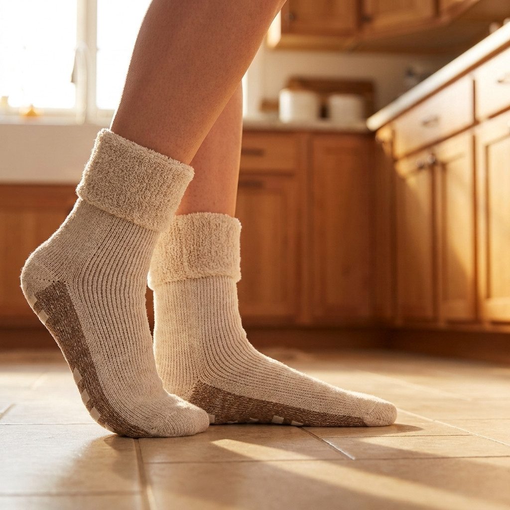 Black Snake ABS-Socken Alpaka Haussocken mit rutschfester Stoppersohle für Damen und Herren (Socken-Set, 2-Paar, Beige 35/38) wärmende Wollmischung mit Komfortb – Bild 4 von 5