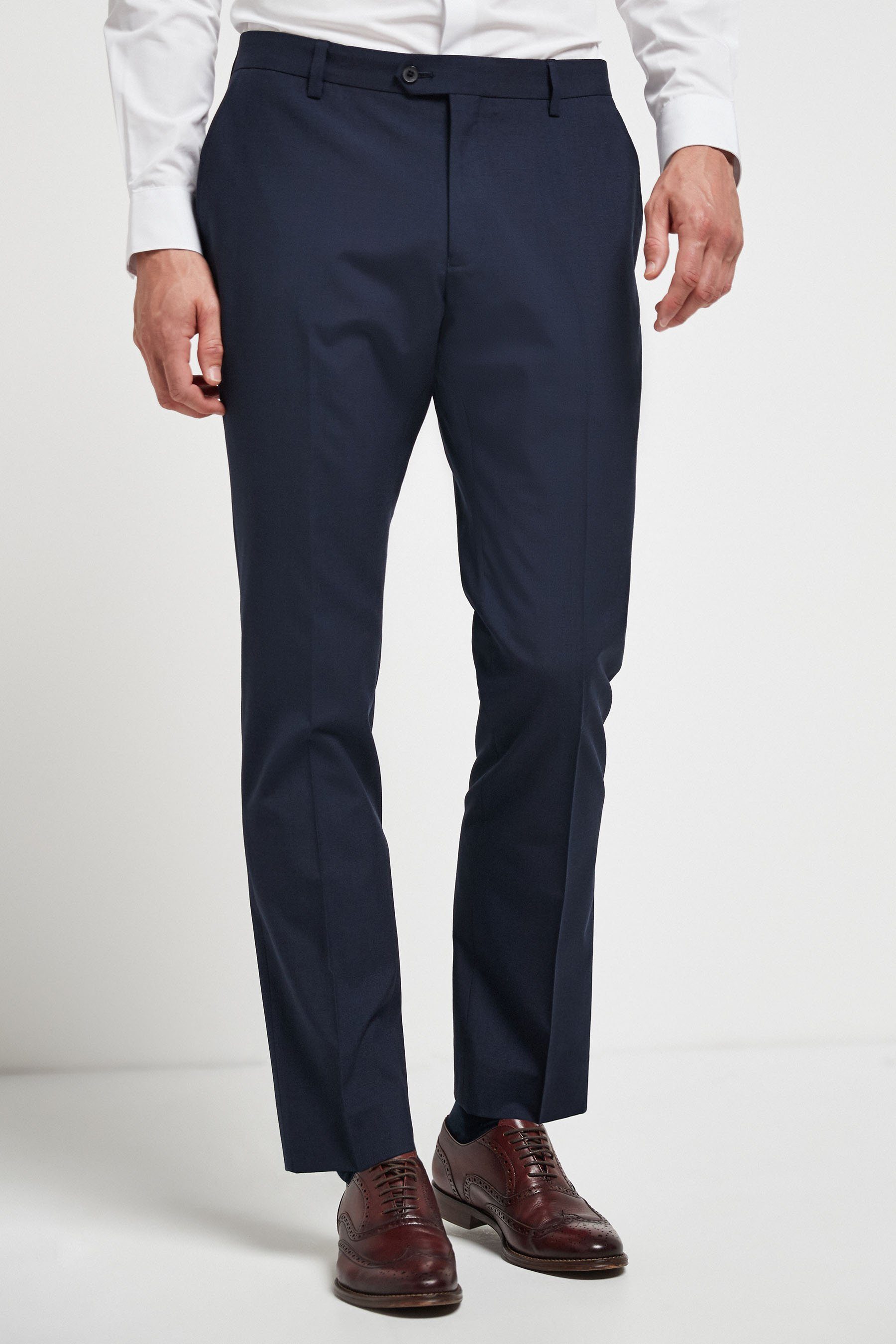 Next Anzughose Strukturierte Anzughose mit Wolle: Slim Fit (1-tlg) Navy Blue