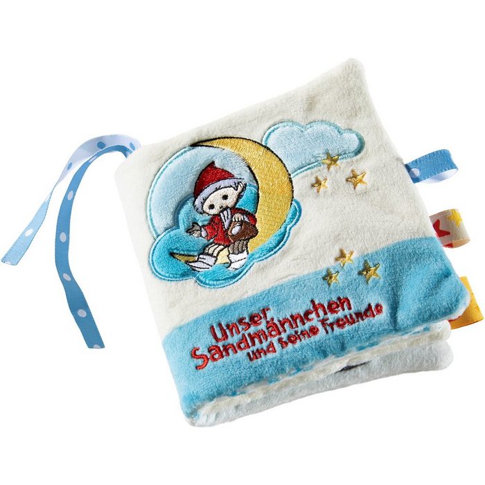 Heunec® Greifspielzeug Stoffbuch Sandmann mit Bändchen zur Befestigung an Kinderwagen Babyschale oder Bett