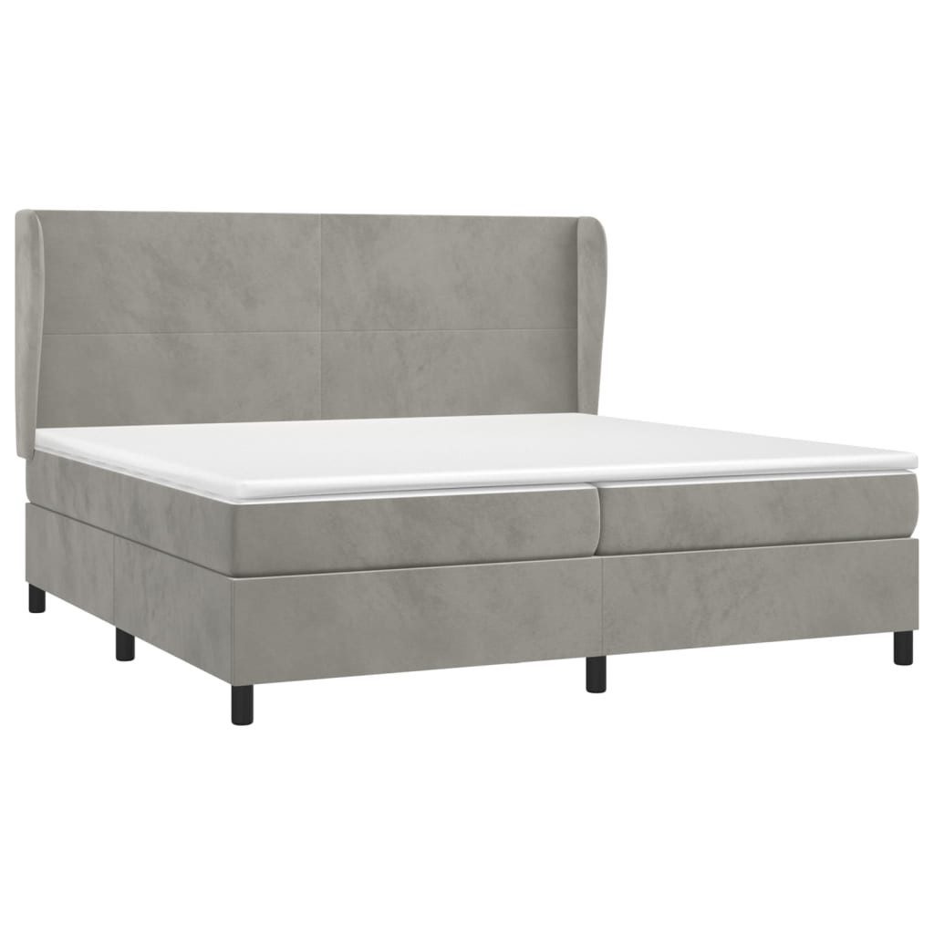 Bett Boxspringbett mit Matratze Hellgrau 200x200 cm Samt