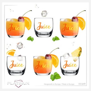 PLATINUX Glas Trinkgläser mit Juice-Print, Glas, 260ml (max.310ml) Wassergläser Saftgläser Getränkeglas