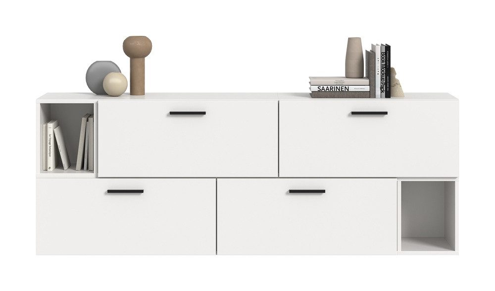 xonox.home Wohnwand Wohnkombination The One 1, 6-teilig, weiß ohne Beleuchtung, (2-St), Wohnkombination, modern