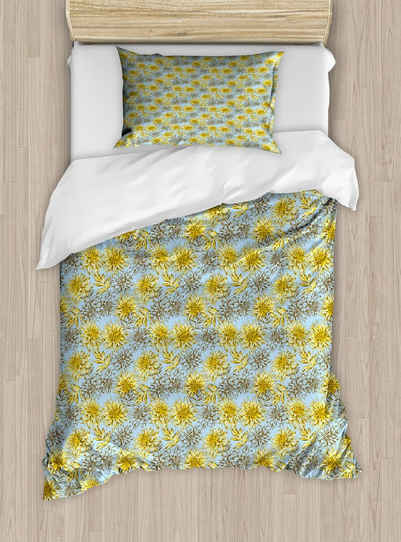 Bettwäsche »Top Qualität Weich und Warm 3 Teiligen Bettbezug mit 1 Kissenbezüge«, Abakuhaus, Blumen Gelbe Dahlien Drucken