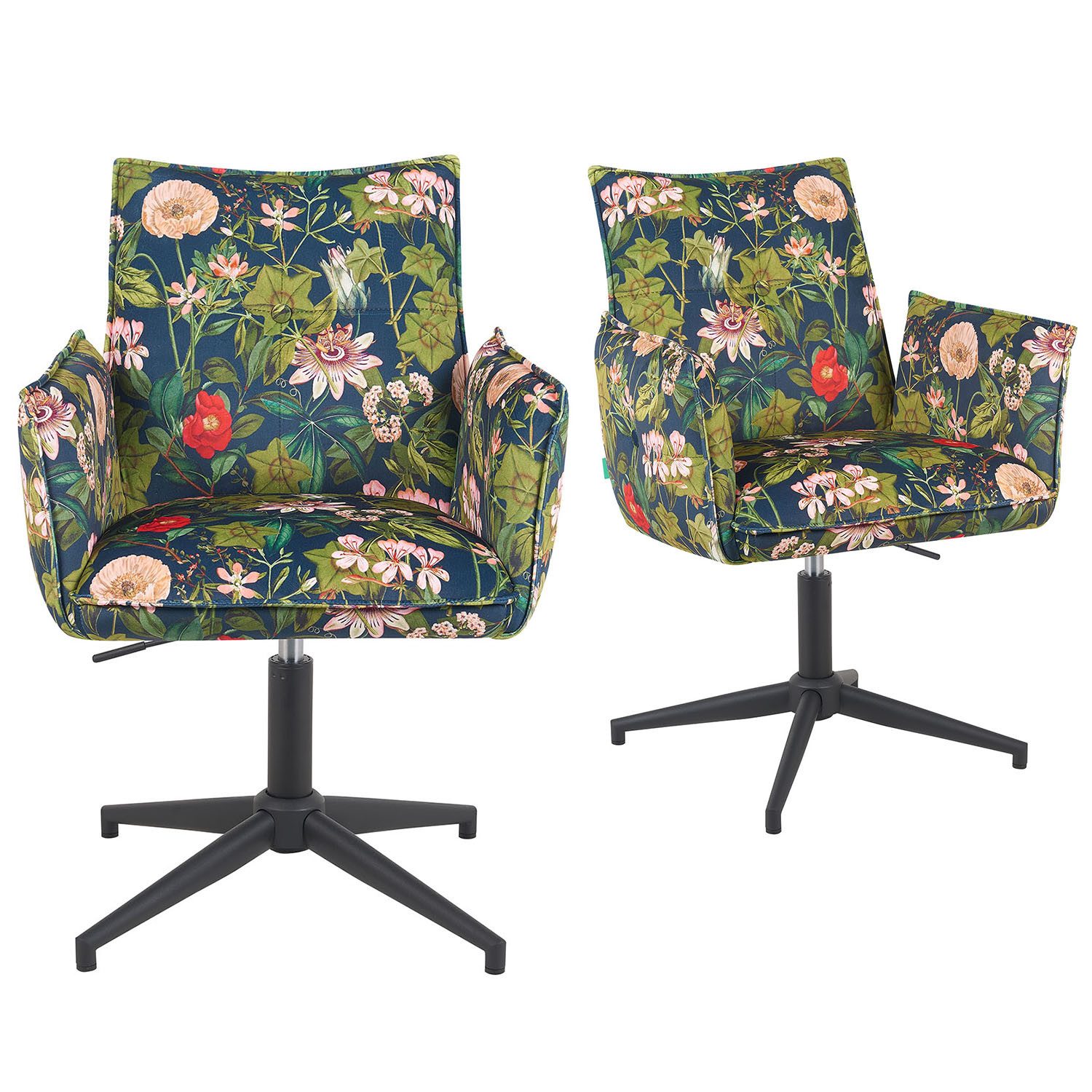 DUBI Möbel Polsterstuhl Mika-Nevio, Federkern, 360° drehbar & höhenverstellbar im 2er-Set