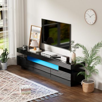 PFCTART TV-Schrank Hochglanzlackierung, großer Stauraum, 160 * 42 * 35 cm mit farbwechselnder LED-Lichtleiste
