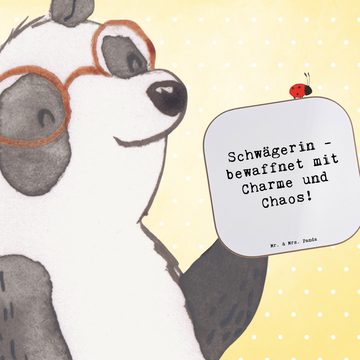 Mr. & Mrs. Panda Getränkeuntersetzer Charme Chaos Schwägerin - Weiß - Geschenk, Oma, Familie, Mama, Unters, 1-tlg., Glänzende Oberfläche