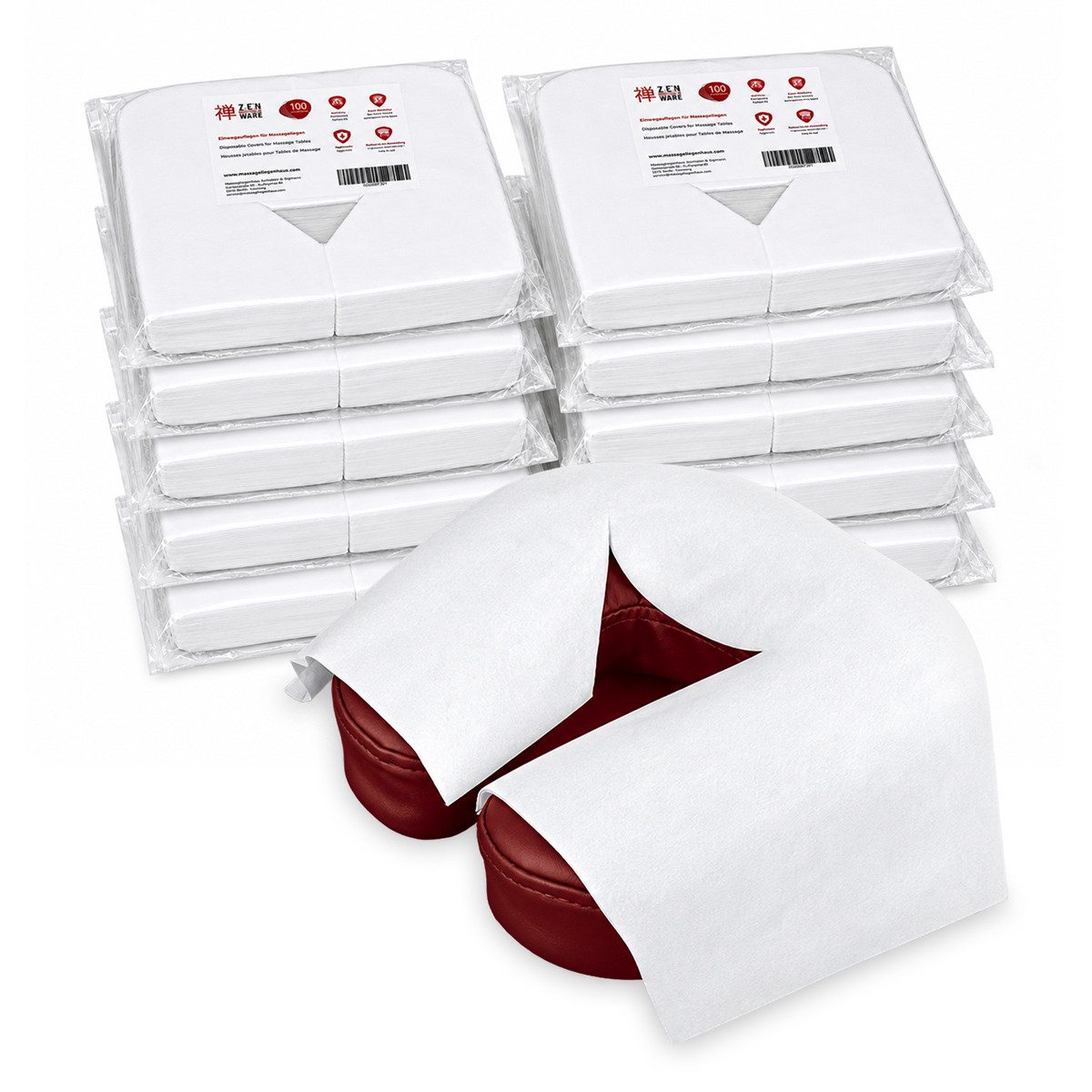 ZEN MASSAGE WARE Massageliege Zen Einwegauflagen Nasenschlitztücher – 30x40cm Vlies (1000-St), Gesichtsauflagen aus angenehm weichem Vlies-Stoff