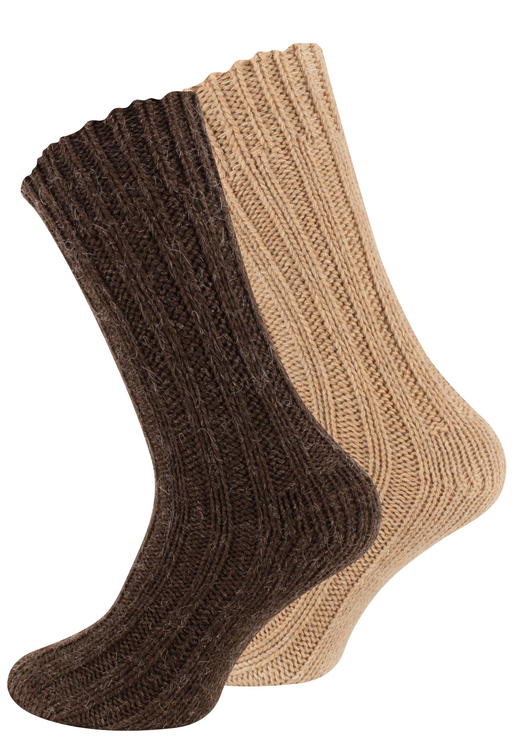 Cotton Prime® Socken Unisex Alpakasocken (4-Paar) ökologisch gefärbt und vorgewaschen Braun