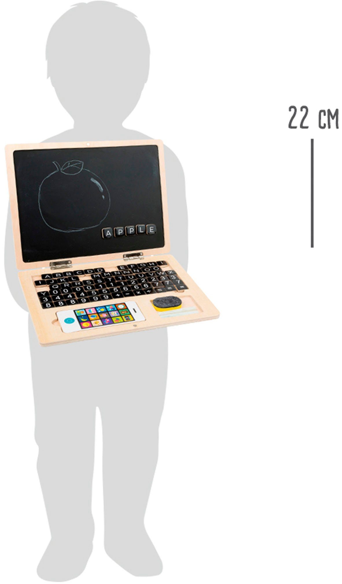 Small Foot Lernspielzeug Holz-Laptop mit Magnet-Tafel (packung, 1-St., spar set), Satzzeichen und Zahlen sind magnetisch – Bild 4 von 4
