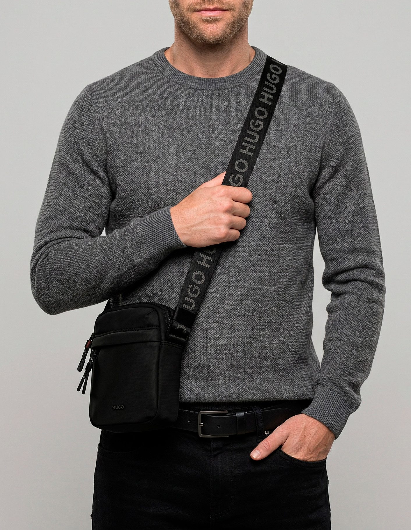 HUGO Umhängetasche AYDEN, Cross Body Bag, kleine Schultertasche mit Reißverschluss-Vorfach
