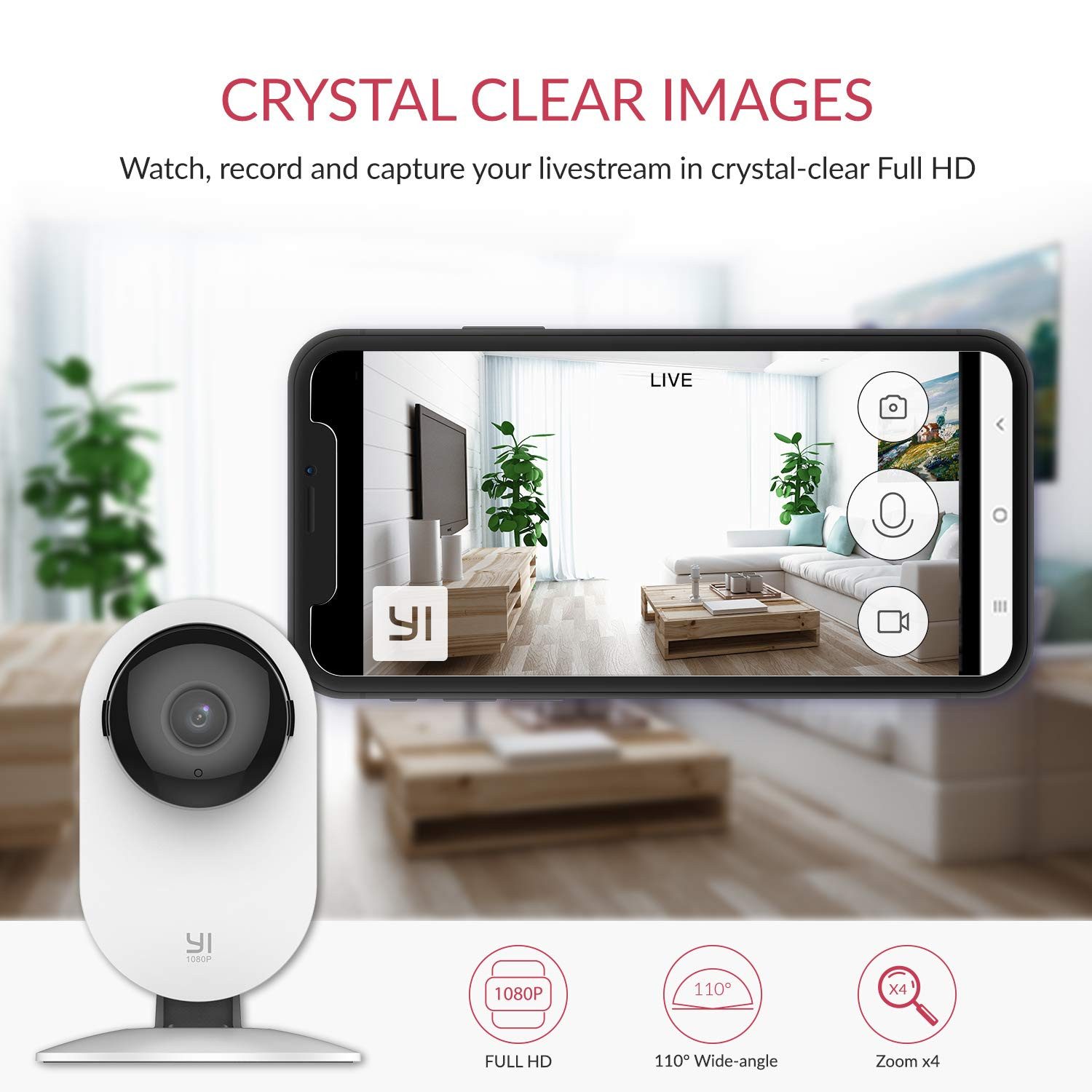 YI Überwachungskamera 4 Stücke YI Überwachungskamera Home Camera 1080p WLAN APP Nachtsicht