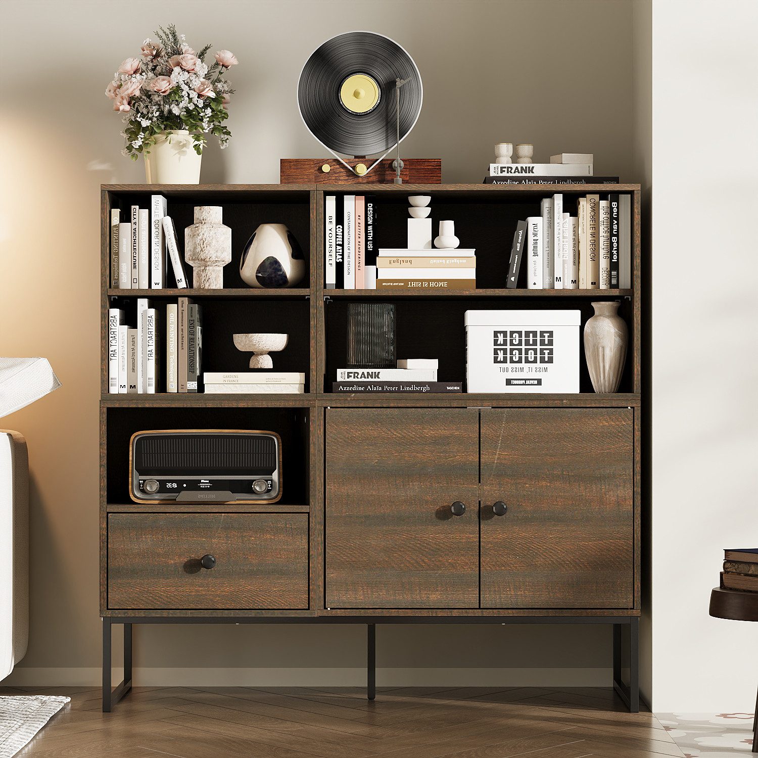 FUFU&GAGA Sideboard Küchenschrankmit 1 Schubladen, DIY Schuhschrank, Bücher günstig online kaufen