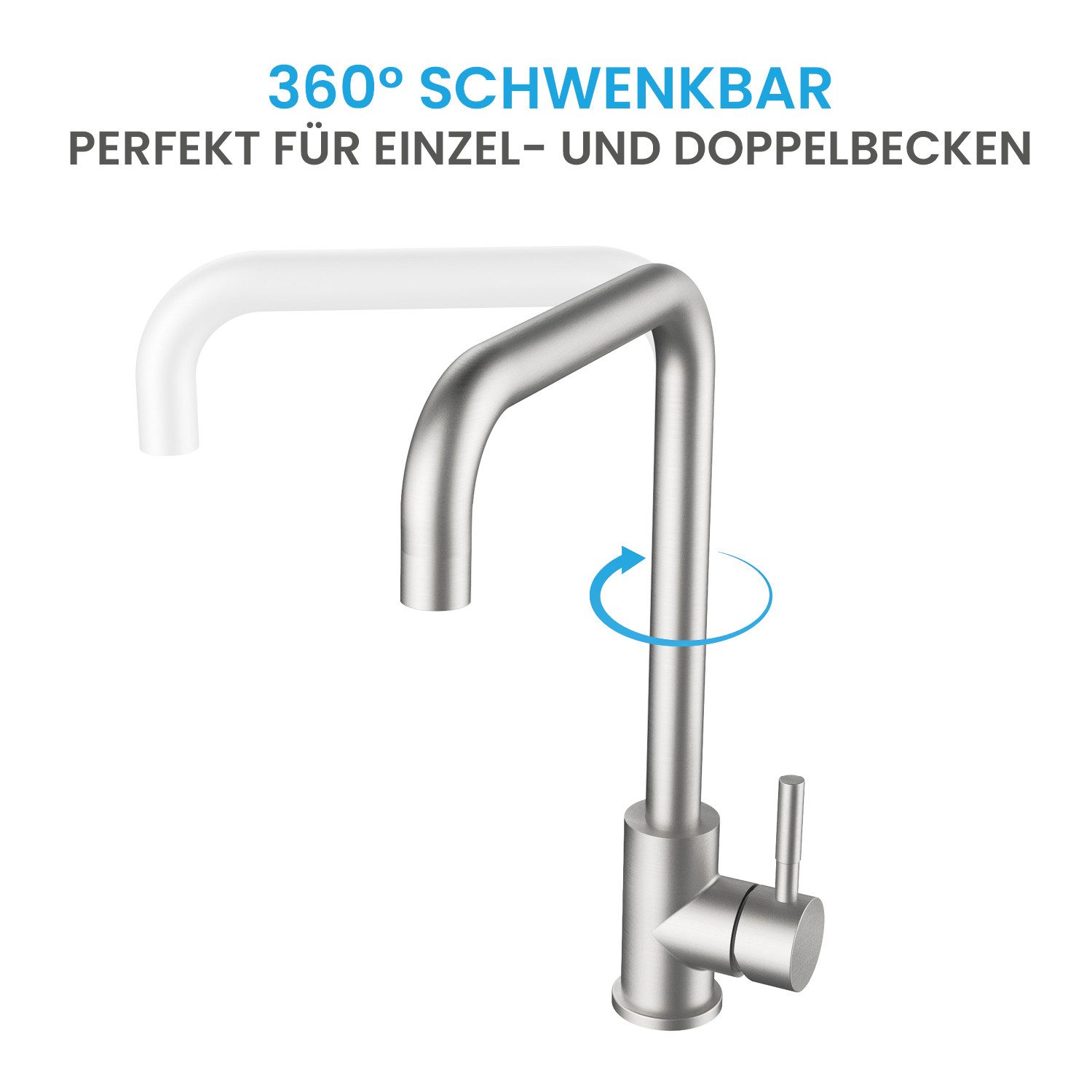 Bächlein Spültischarmatur Küchenarmatur Plivo in stilvollem Design, Wasserhahn Küche extra hoher Auslauf – Bild 4 von 5
