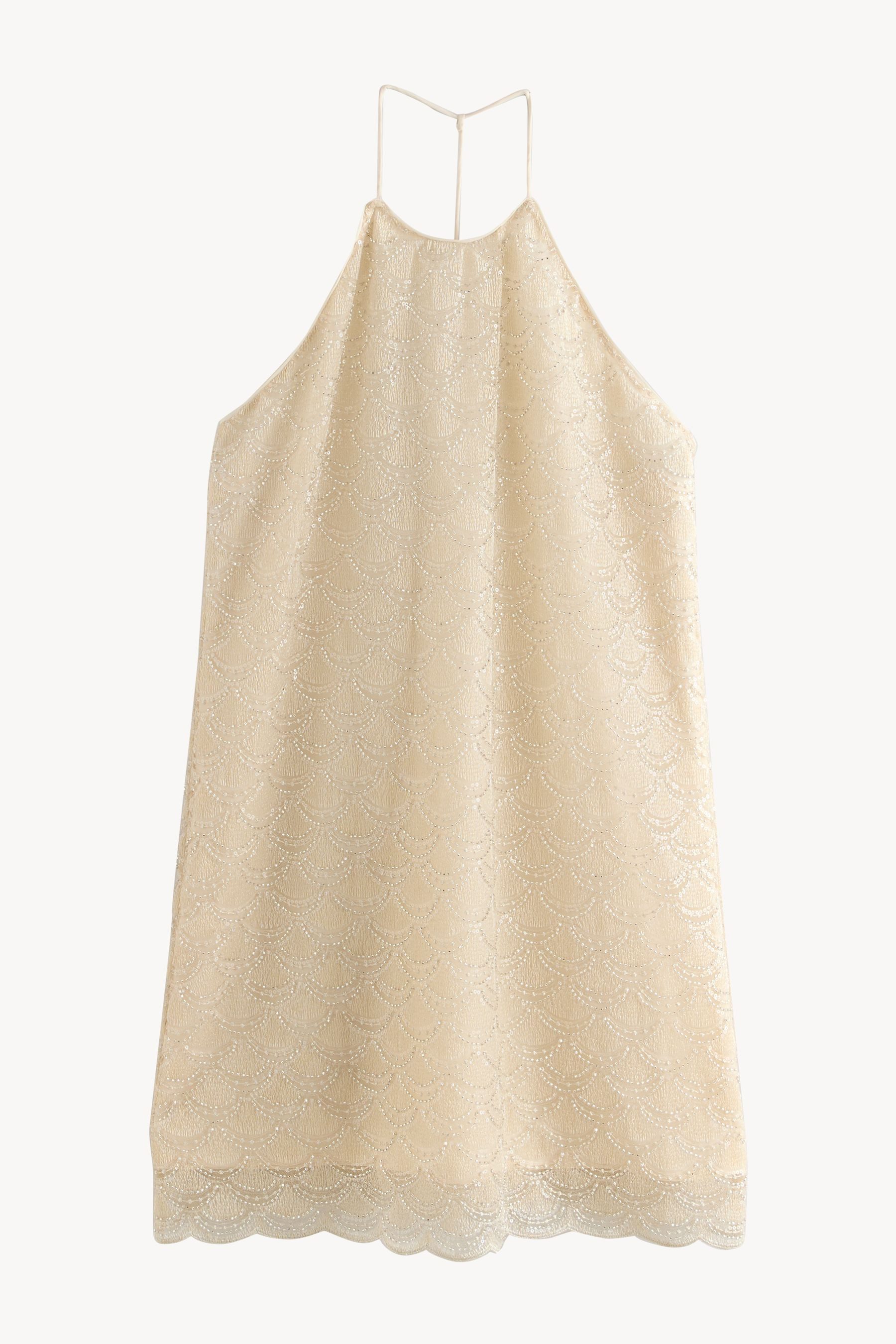 Next Minikleid Neckholder-Minikleid im Flapper-Stil mit Perlchen (1-tlg)