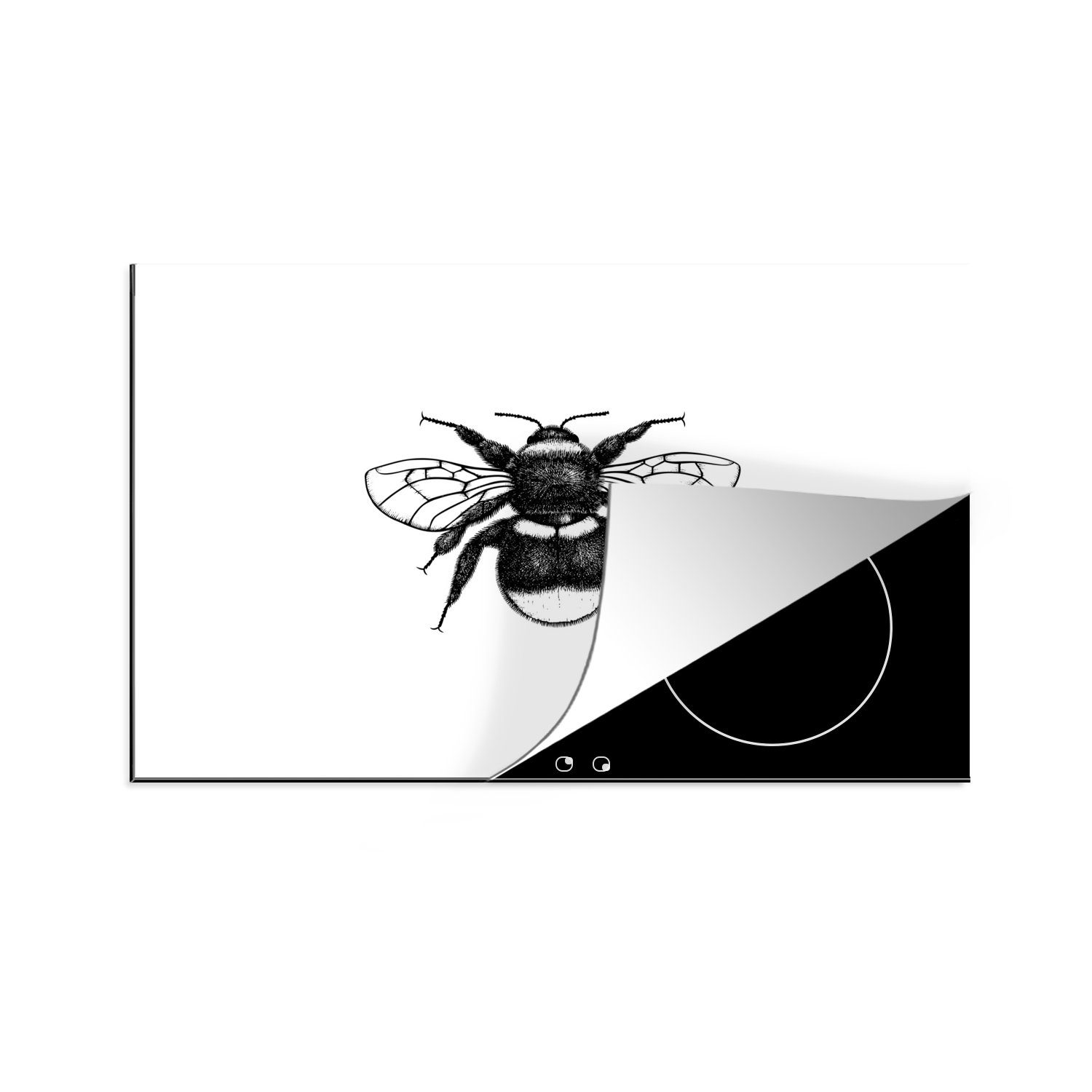 - Insekten, für Botanisch (1 - Schutz Ceranfeldabdeckung cm, Induktionskochfeld 80x52 küche, Retro - tlg), Vinyl, Hummel MuchoWow die Herdblende-/Abdeckplatte
