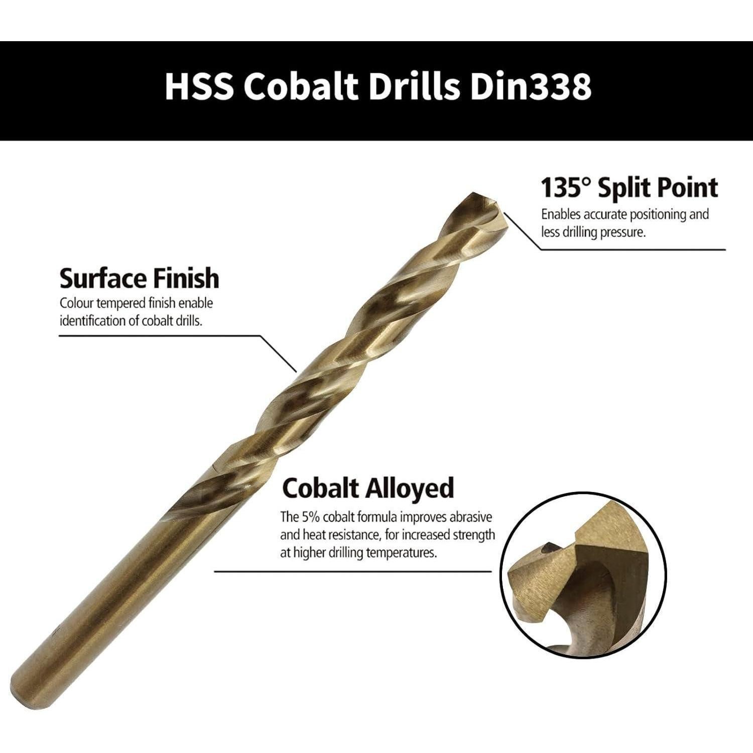 LuxusKollektion Metallbohrer Metallbohrer Set HSS M35 Cobalt 25tlg 1-13mm