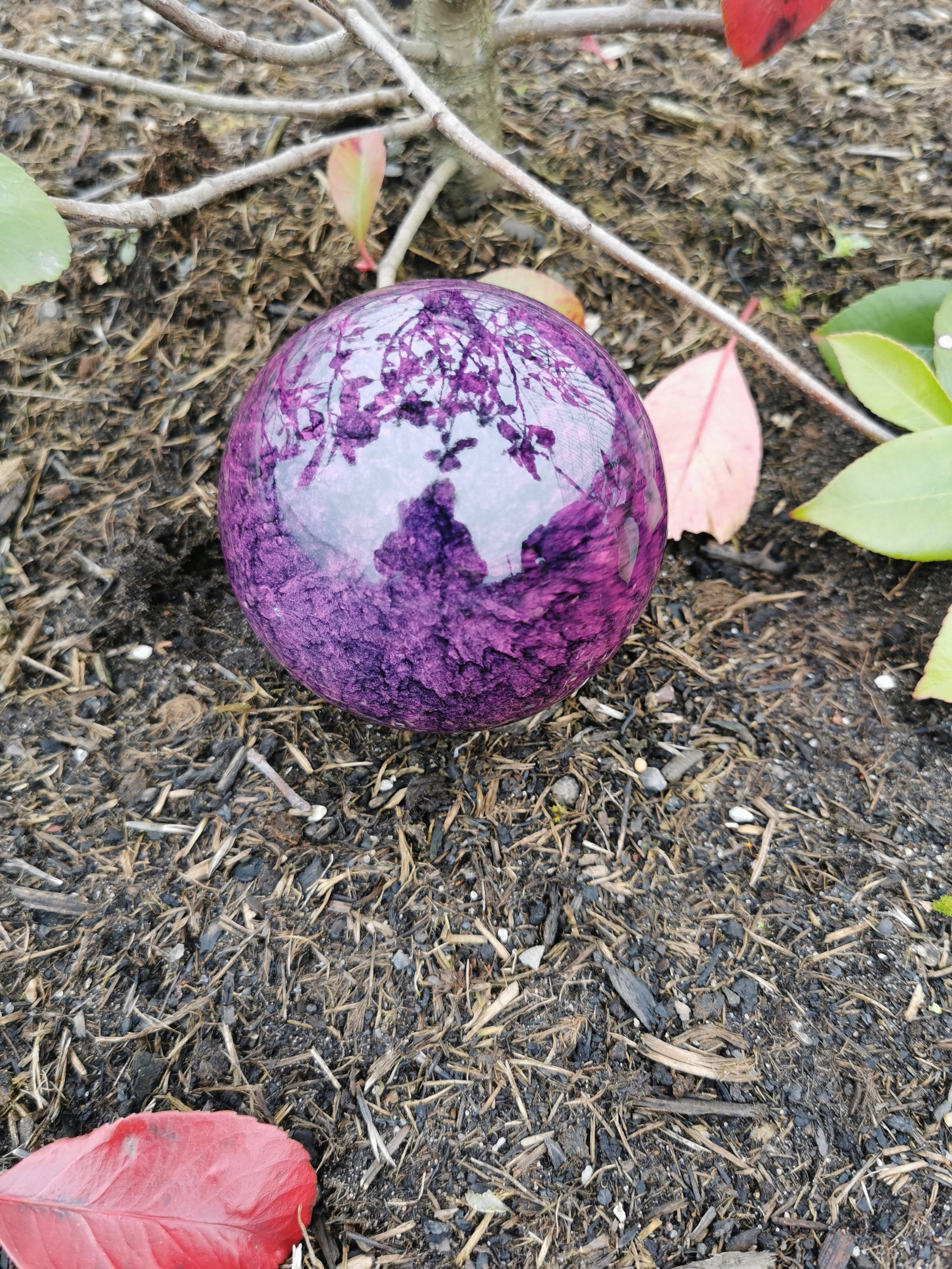 Jürgen Bocker Garten-Ambiente Dekokugel Dekorationskugel Edelstahl violett 10 cm und 15 cm Dekokugel Gartenkugel Edelstahlkugel Gartendekoration