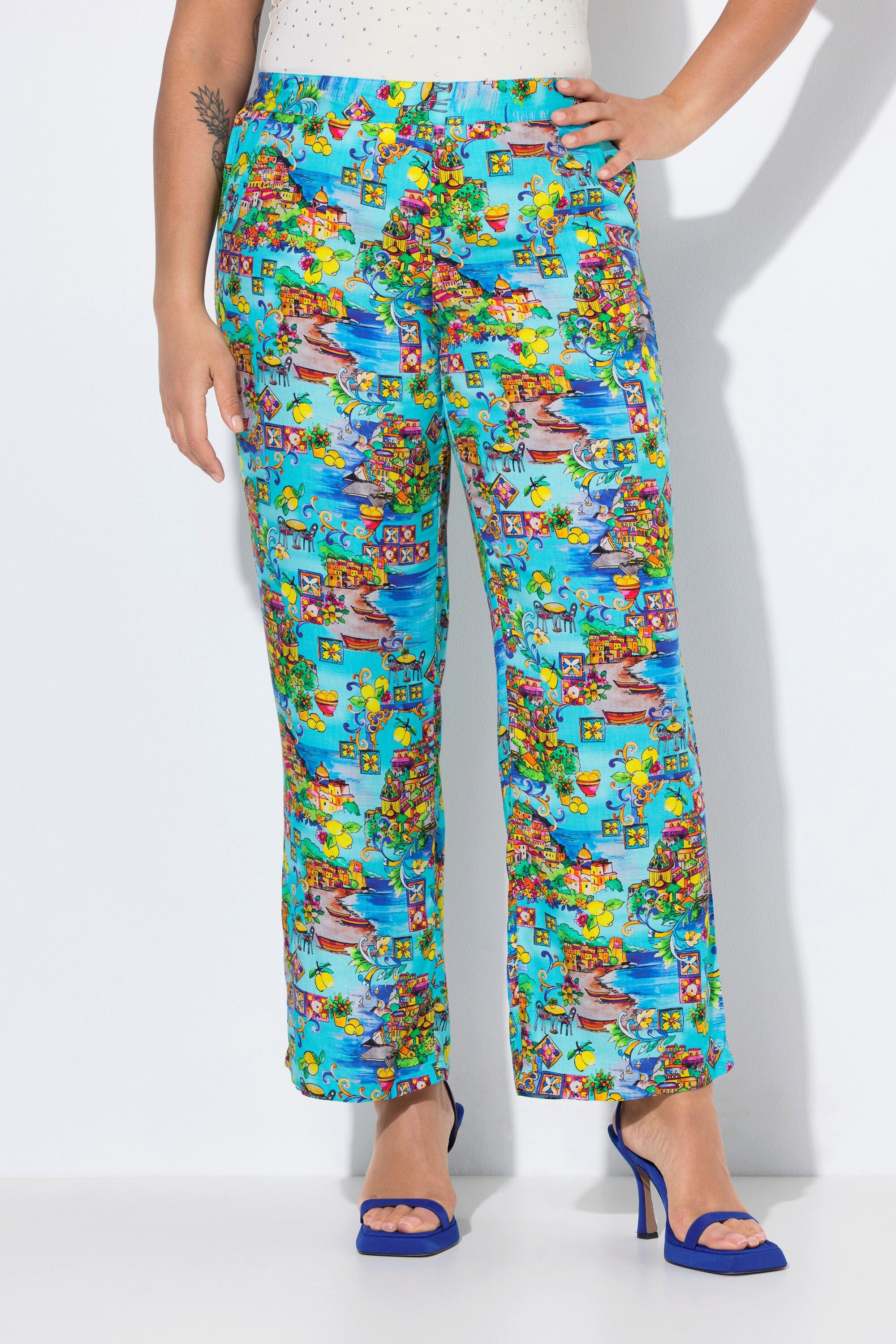 MIAMODA Schlupfhose Hose weites gerades Bein Insel-Muster