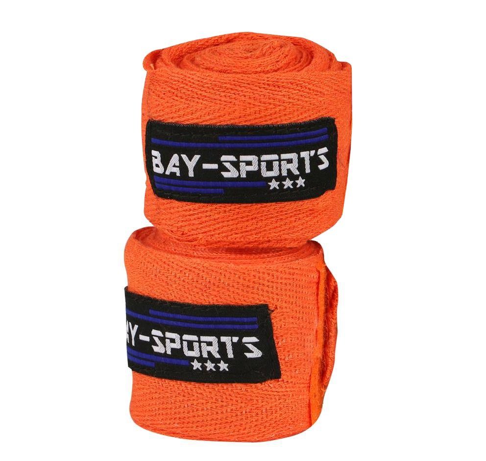 m unelastisch Boxbandagen orange 3 Baumwolle BAY-Sports Handbandage Box-Bandagen