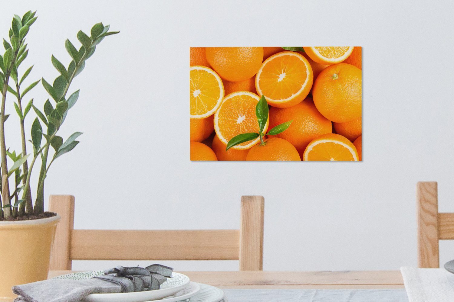 Wandbild Leinwandbild St), Blätter, Leinwandbilder, Wanddeko, (1 Aufhängefertig, - Orange - cm OneMillionCanvasses® Früchte 30x20