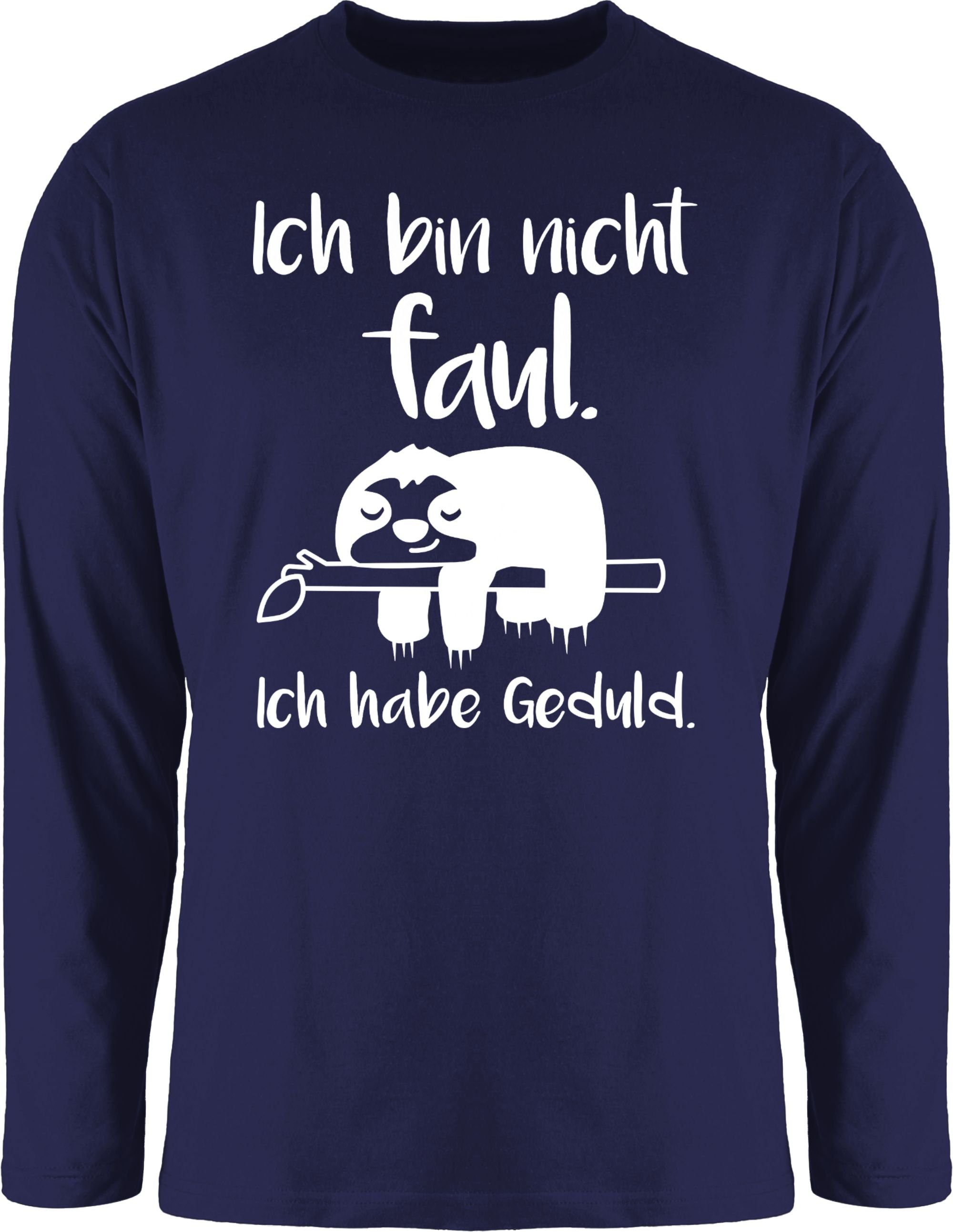 Rundhalsshirt Ich bin nicht faul weiß
