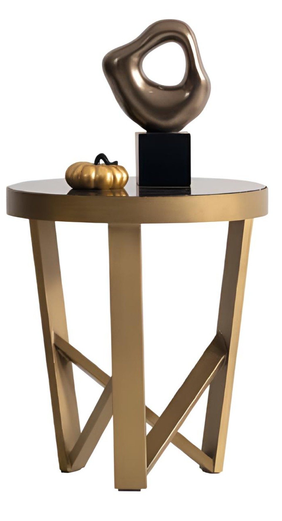 Xlmoebel Beistelltisch Goldener Marmortisch mit Metallgestell in Grün und Gold, Made in Europa