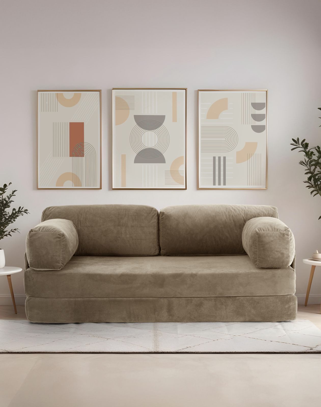 Wuuh Schlafsofa Teddy Sofa, Modulares Schlafsofa, Creme/beige