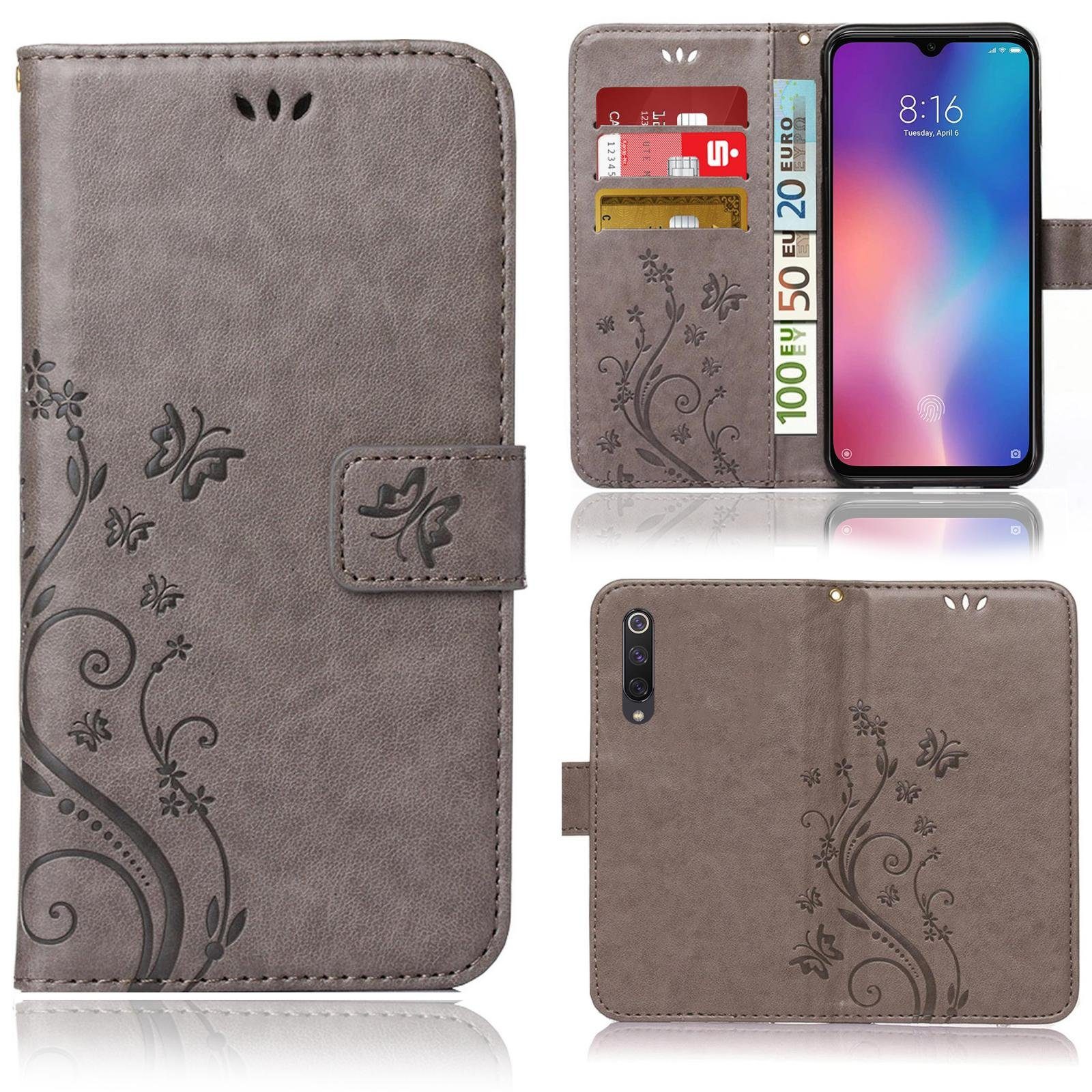 Numerva Handyhülle Bookstyle Flower für Xiaomi MI 9 SE, Handy Tasche Schutzhülle Klapphülle Flip Cover mit Blumenmuster