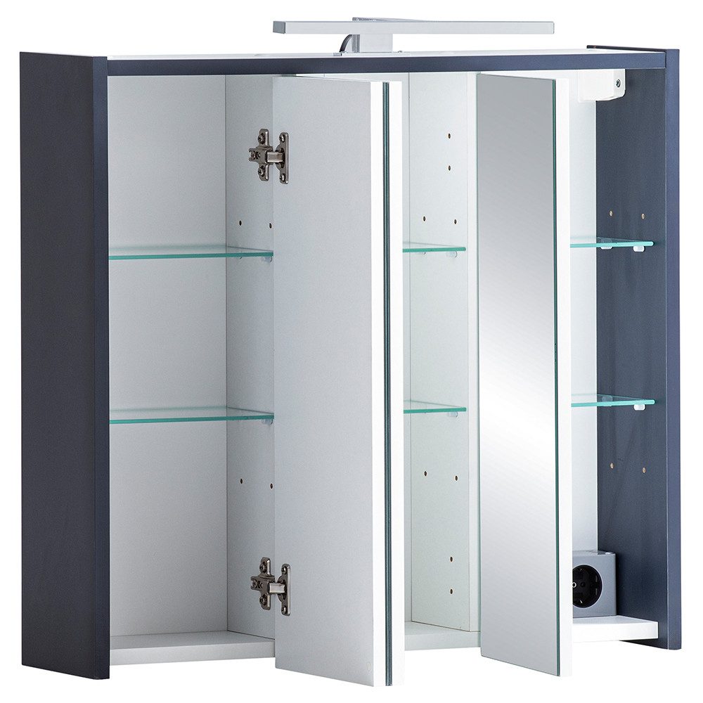 Lomadox Spiegelschrank LOANO-80 Badezimmerschrank Badezimmerspiegel Kosmetikspiegel modern in blau