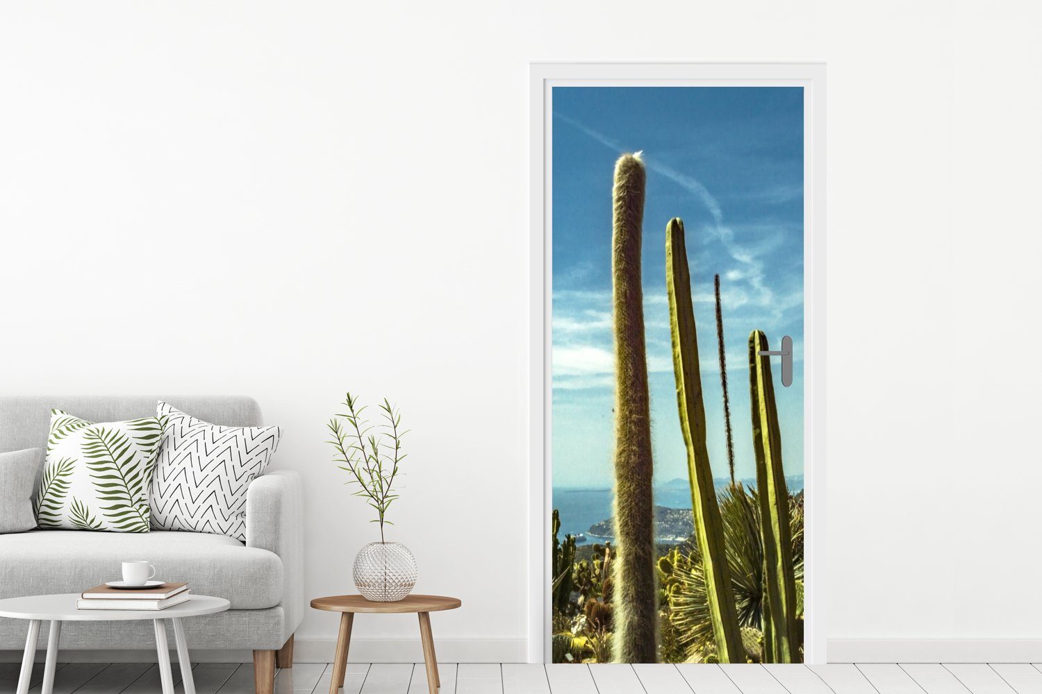 75x205 (1 - - Kaktus Fototapete Türtapete Matt, MuchoWow bedruckt, Himmel, Türaufkleber, St), für Tür, Meer cm