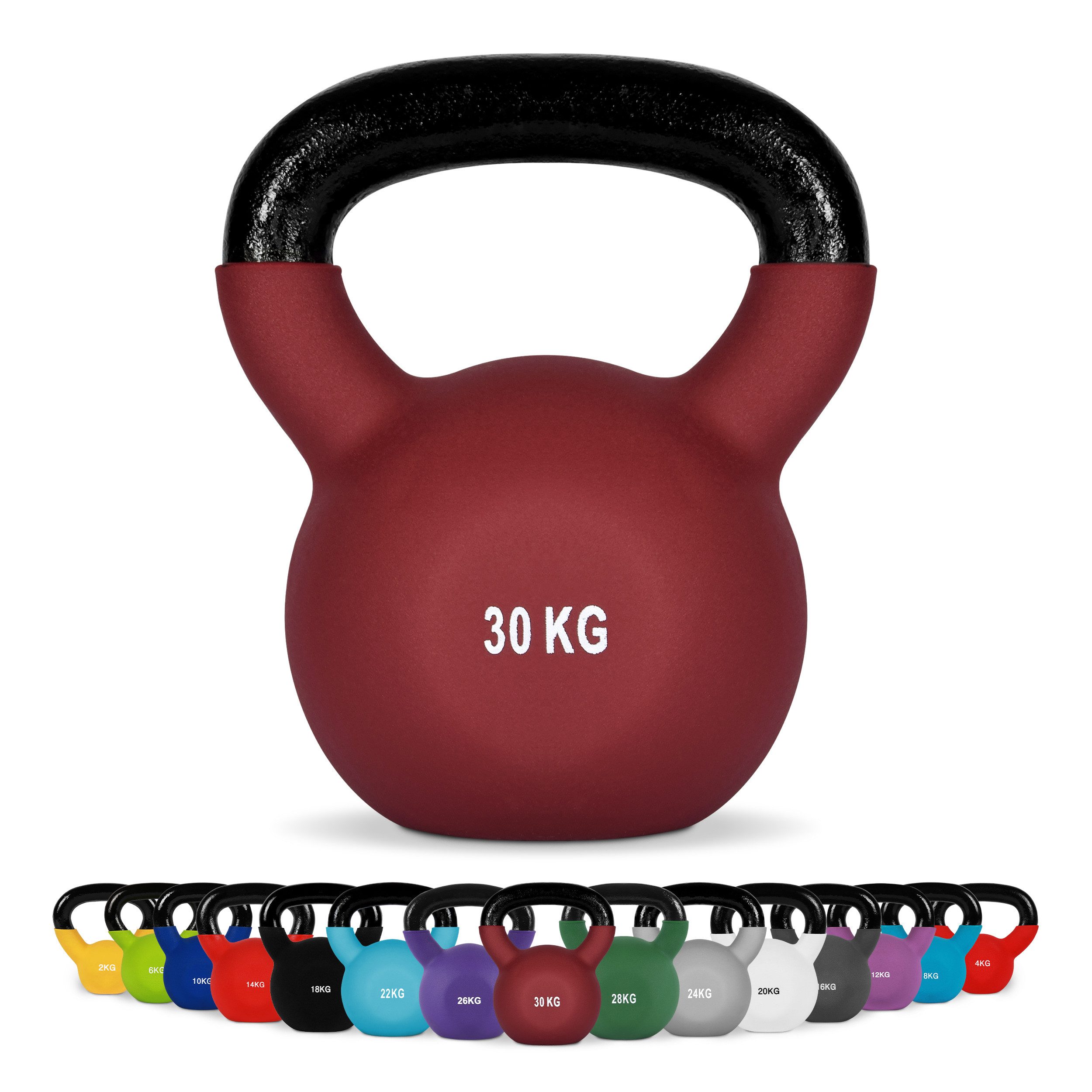 MSports® Kettlebell Kettlebell Professional Neopren 2 – 30 kg inkl. Übungsposter