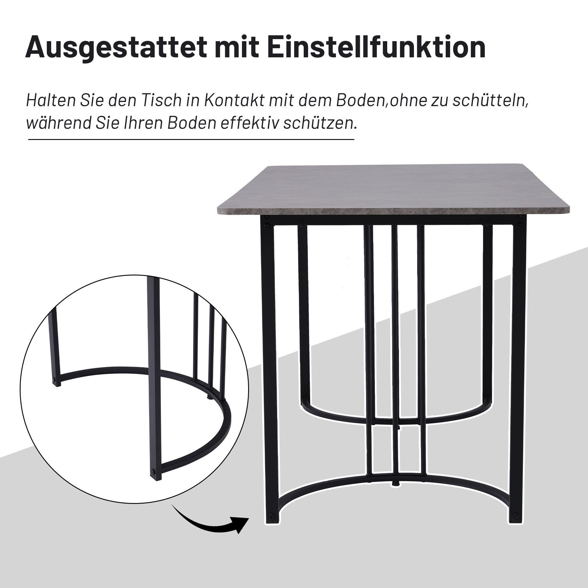 Esstisch (140x80x75 cm, nur Tisch), rechteckig Küchentisch Marmoroptik Esszimmertisch, Metallbeine