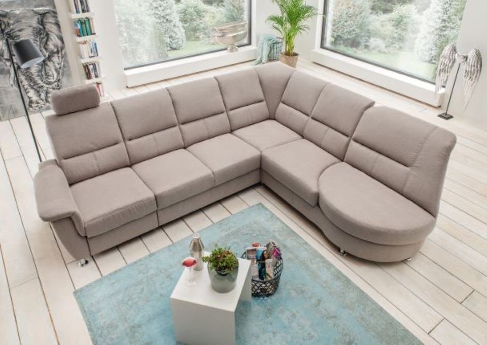 Myhomelando Ecksofa Paris II, mit Relaxfunktion, USB Anschluss, Kopfstütze, Drehsessel Grau