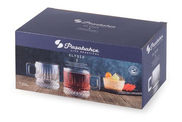 Pasabahce Gläser-Set 2er Elysia, Glas, 2-teiliges Teeglas-Set mit Quarzgriffen für eine elegante Teerunde