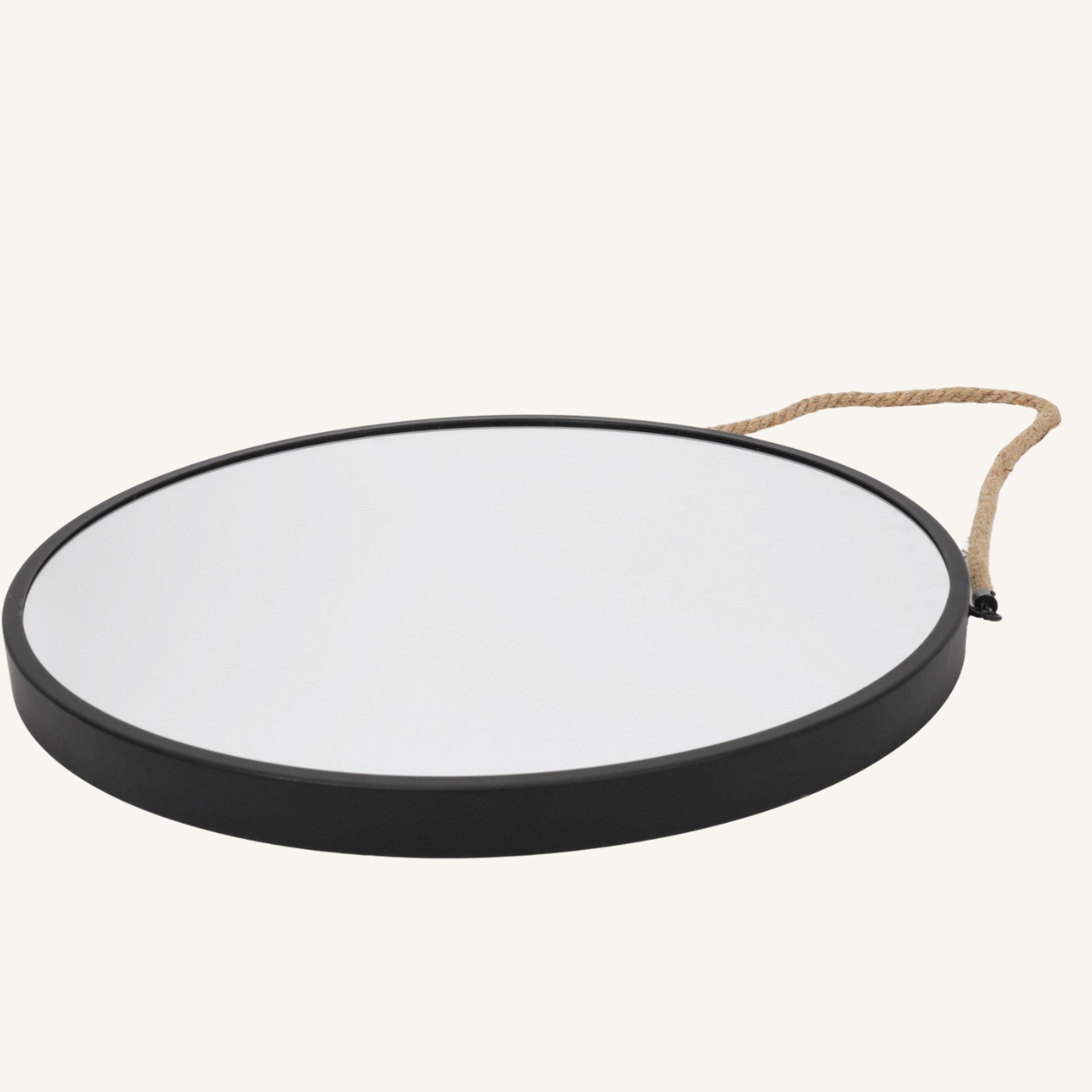 SCENA LIVING Wandspiegel Runder Spiegel TINDRA, Ø 50 cm, Rundes Spiegel mit Juteseil-Aufhängung