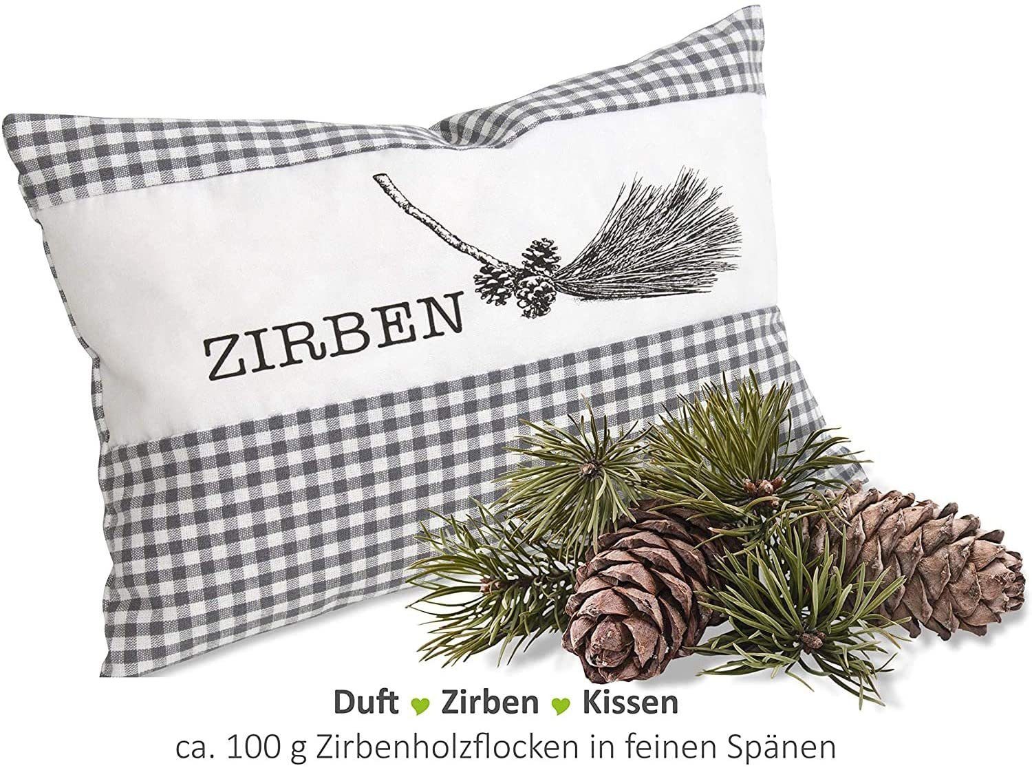 Gözze Zirbenkissen Zirben Duftkissen - Grau kariert