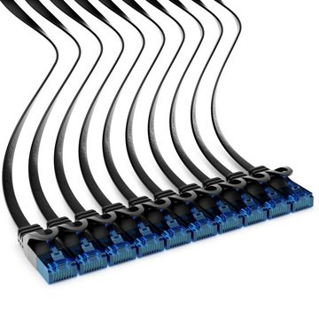 deleyCON 10x 0,5m CAT6 Flaches Netzwerkkabel 1,5mm Flachbandkabel U-UTP RJ45 LAN-Kabel