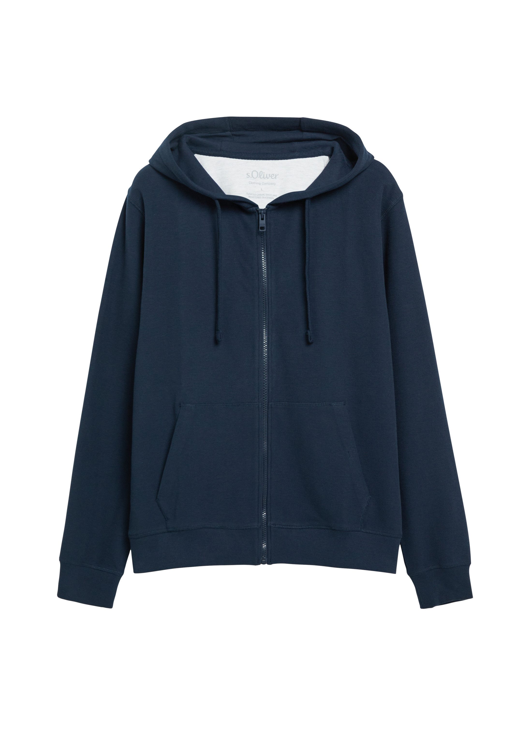 s.Oliver Sweatjacke Sweatshirt Jacke Kapuzensweatjacke in Waffelpiqué