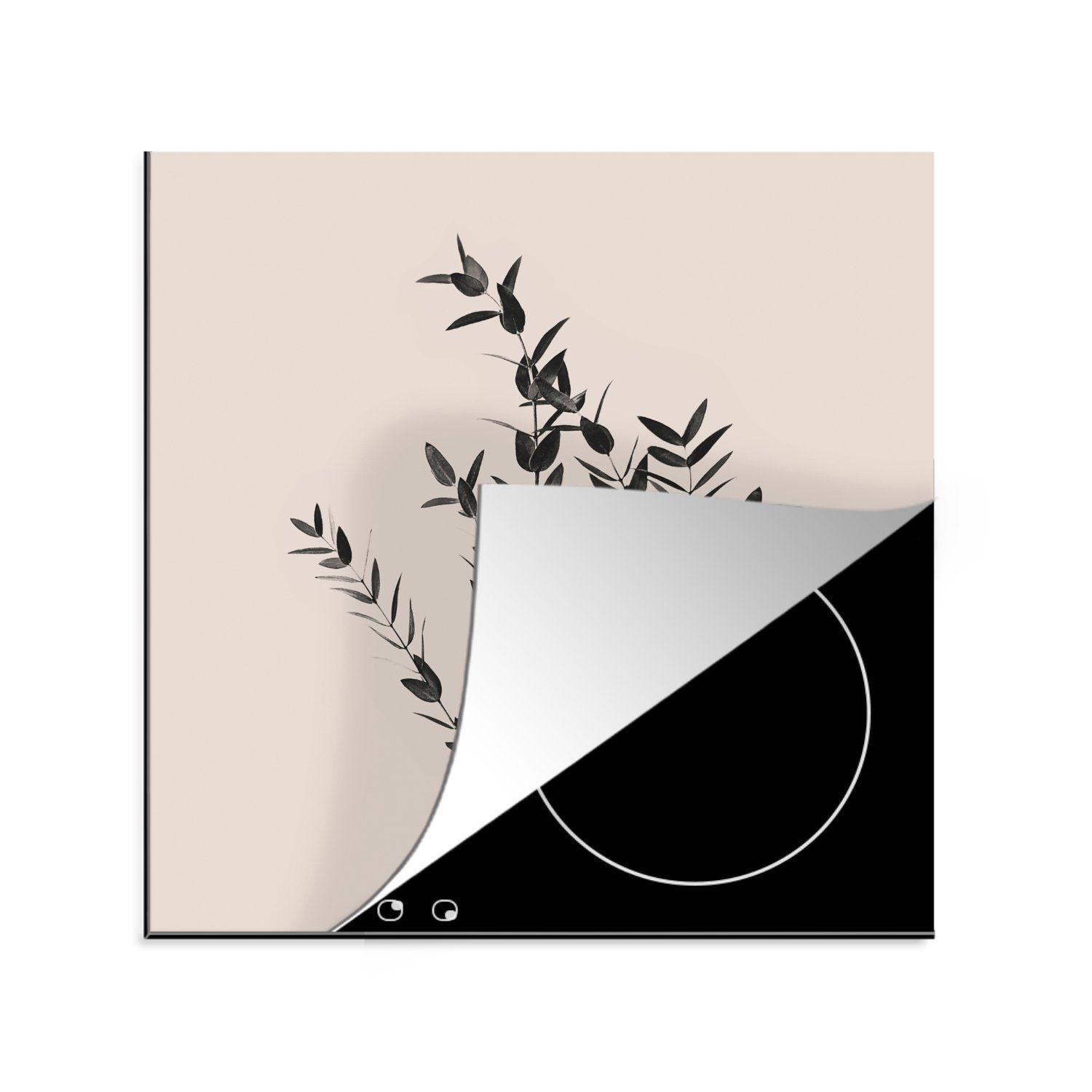 Pflanzen Vinyl, Ceranfeldabdeckung, - für cm, Natur, Arbeitsplatte - Grün küche 78x78 tlg), (1 MuchoWow Herdblende-/Abdeckplatte