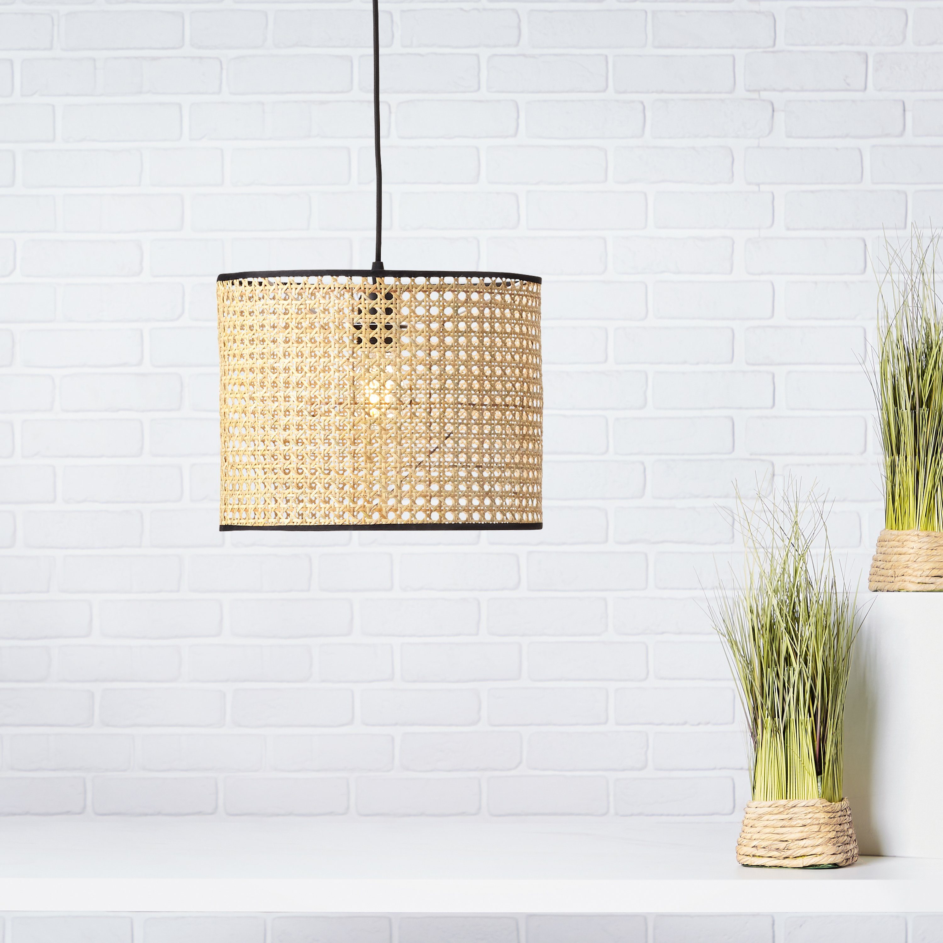 E27, max. Ø cm, Lightbox Hängeleuchten, Rattan/Metall Höhe, 174 Hängelampe cm ohne 60 W, 30 Leuchtmittel,