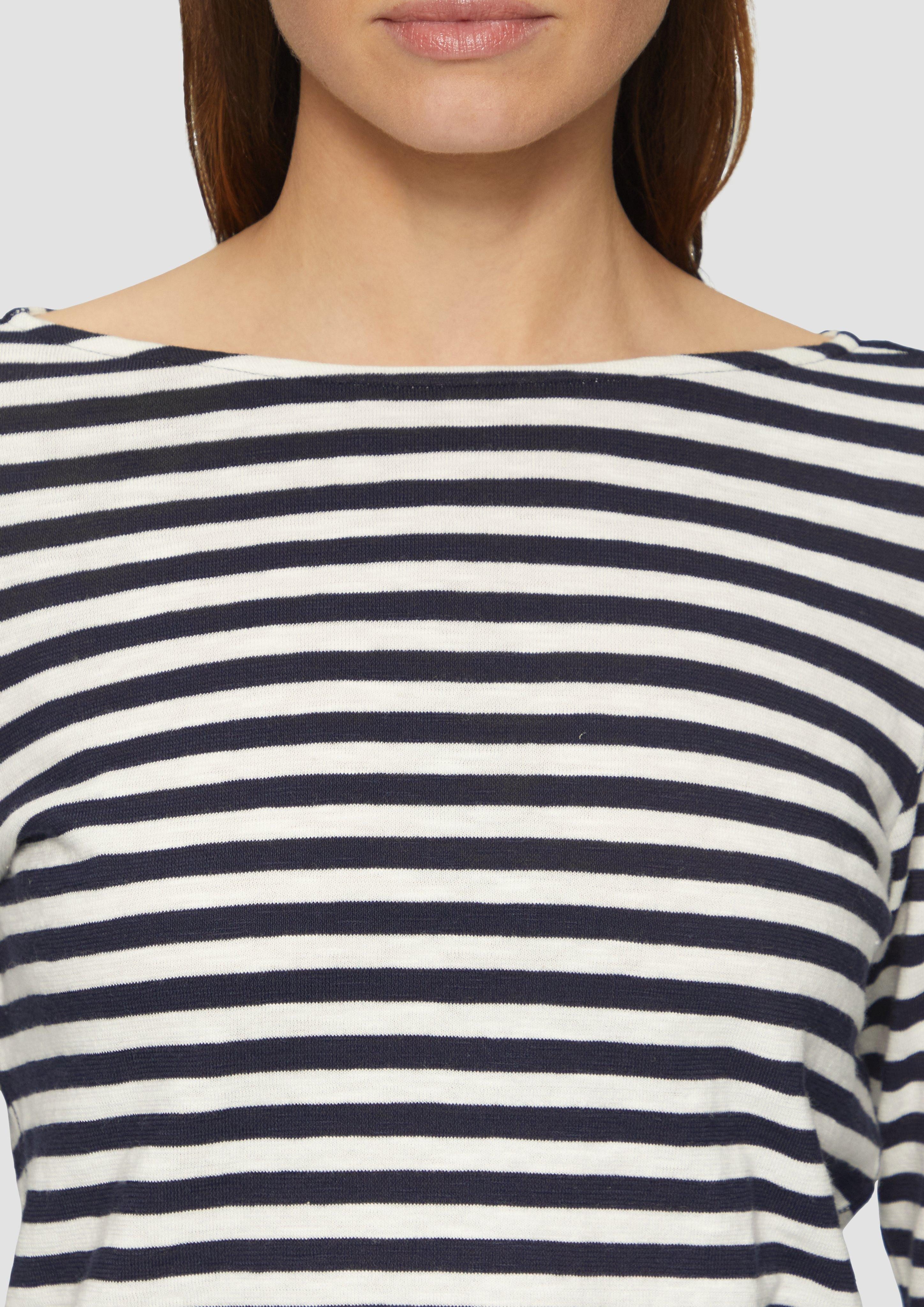 s.Oliver Langarmshirt Geringeltes Langarmshirt aus Flammgarn günstig online kaufen