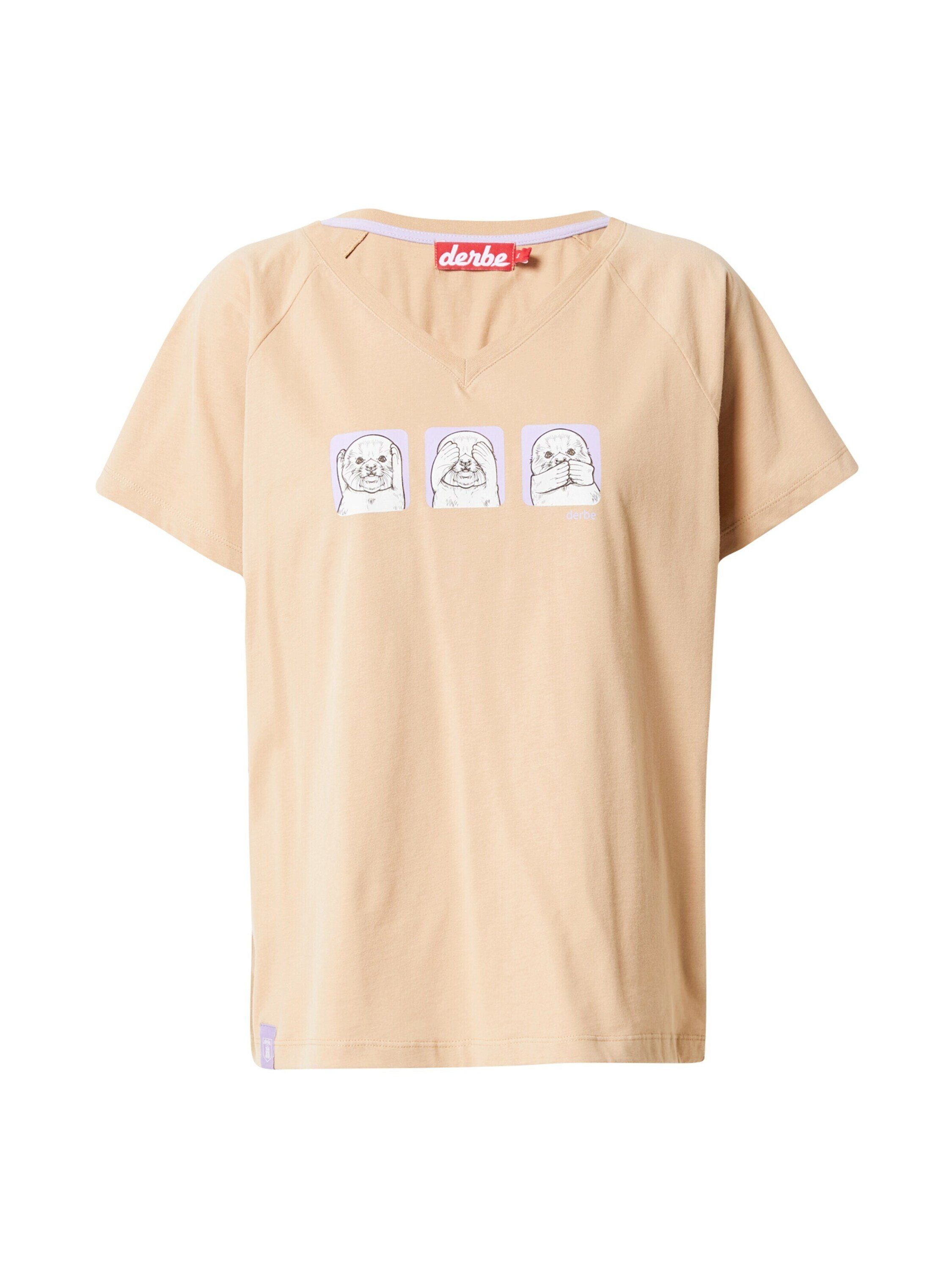 Derbe T-Shirt Kegelrobbe (1-tlg) Plain/ohne Details 817 caramel
