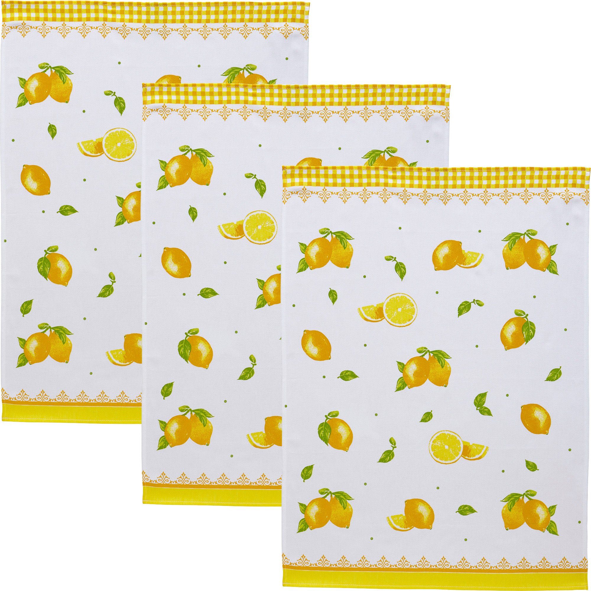 Erwin Müller Geschirrtuch Geschirrtuch "Zitrone" 3er-Pack, Baumwolle Motiv günstig online kaufen