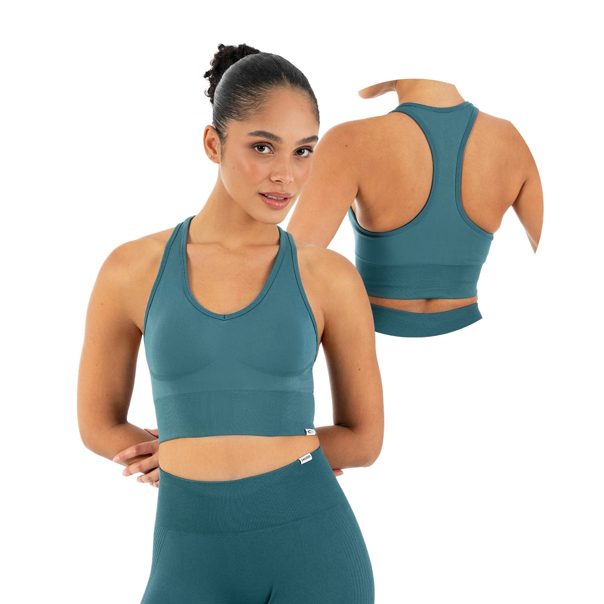 Smilodox Sport-BH Vonda, Sport Top Damen, Gym-BH für Workouts,Training & Yoga V-Ausschnitt, Seamless, Shaped Fit, Support-Bund, elastisch