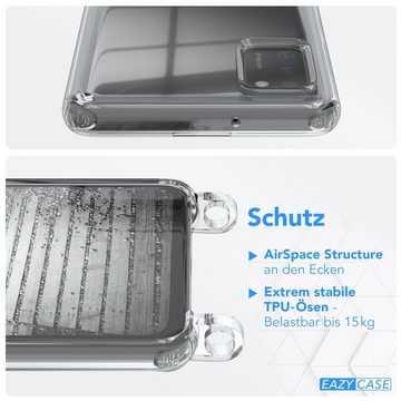 EAZY CASE Handykette Kette Clips Schwarz für Samsung Galaxy A41 6,1 Zoll, Slimcover mit Umhängeband Case Handytasche Clear Backcover Schwarz